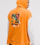 Collusion Oversized Sleeveless Hoodie With Print-orange