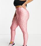 Flounce London Plus Gym Legging With Booty Sculpt In Logo Print-multi