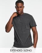 Asos Design T-shirt In Charcoal Heather-gray