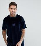 New Era Yankees Velour T-shirt In Navy - Navy