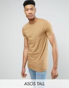 Asos Tall Longline Muscle T-shirt In Brown - Brown