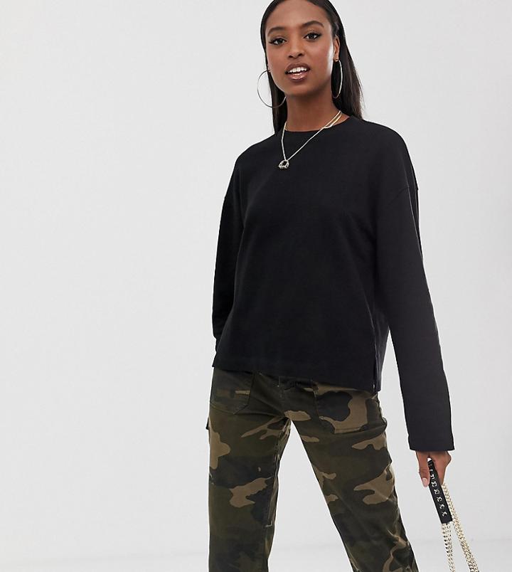 Asos Design Tall Clean Boxy Sweatshirt In Black - Black