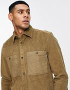 Only & Sons Cord Overshirt With Large Pockets In Tan-brown
