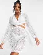 Unique 21 Chiffon Puff Sleeve Romper In White