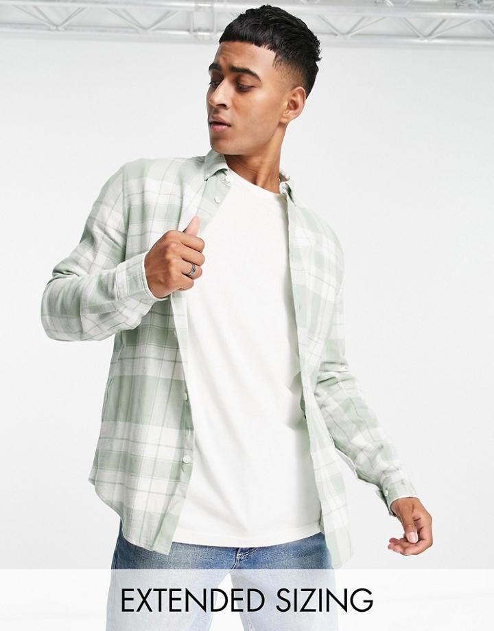 Asos Design Check Shirt In Green