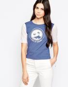 See By Chloe Island Logo T-shirt With Striped Sleeves - Blue
