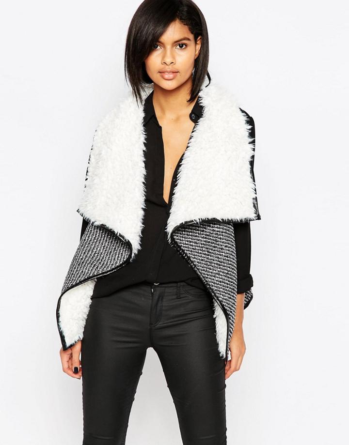 Iska Faux Sheering Vest - Black