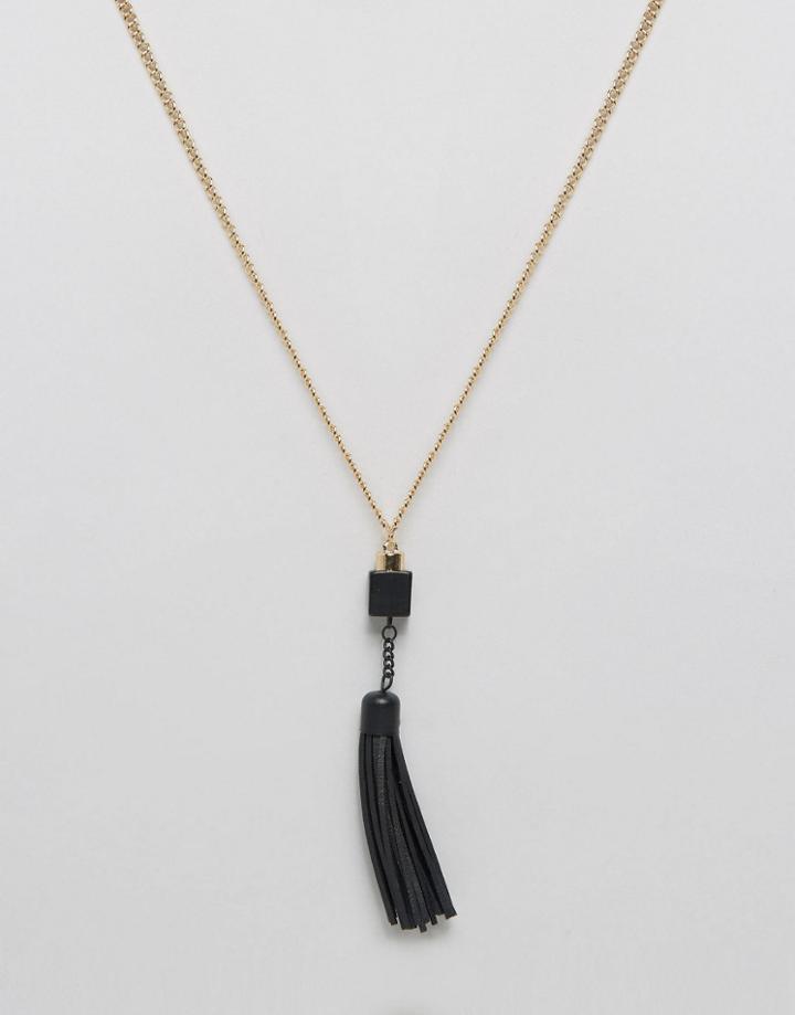 Asos Necklace In Black With Tassels - Black