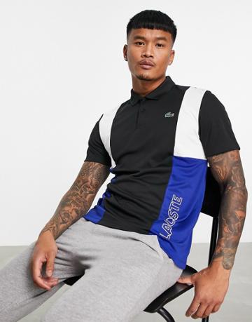 Lacoste Polo Shirt In Sports Color Block In Black