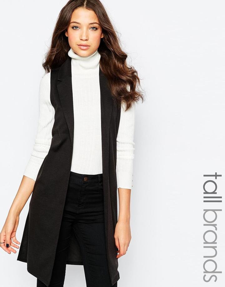 Brave Soul Tall Sleeveless Jacket - Black