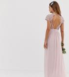 Tfnc Bridesmaid Exclusive Open Back Scalloped Lace Dress In Mink-beige
