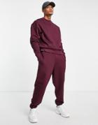 Asos Design Heavyweight Oversized Sweatpants In Burgundy-red