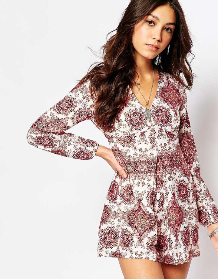 Influence Pleat Front Romper Romper - Chilli Red