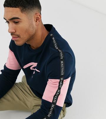 Mauvais Muscle Logo Sweatshirt With Taping - Navy