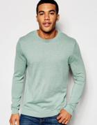 Asos Crew Neck Sweater In Light Green Cotton - Pastel Pistachio