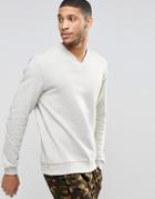 Asos Sweatshirt With Notch Neck - Stone