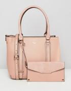 Dune Dylier Blush Tote Bag With Detachable Front Purse - Pink