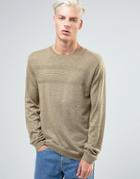 Asos Merino Mix Sweater With Textured Stitch - Green