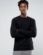 Troy Roll Edge Sweater With Crew Neck - Black