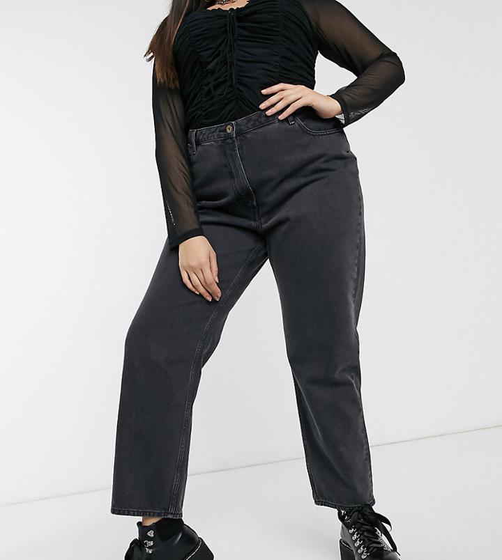 Collusion X006 Plus Mom Jeans In Washed Black