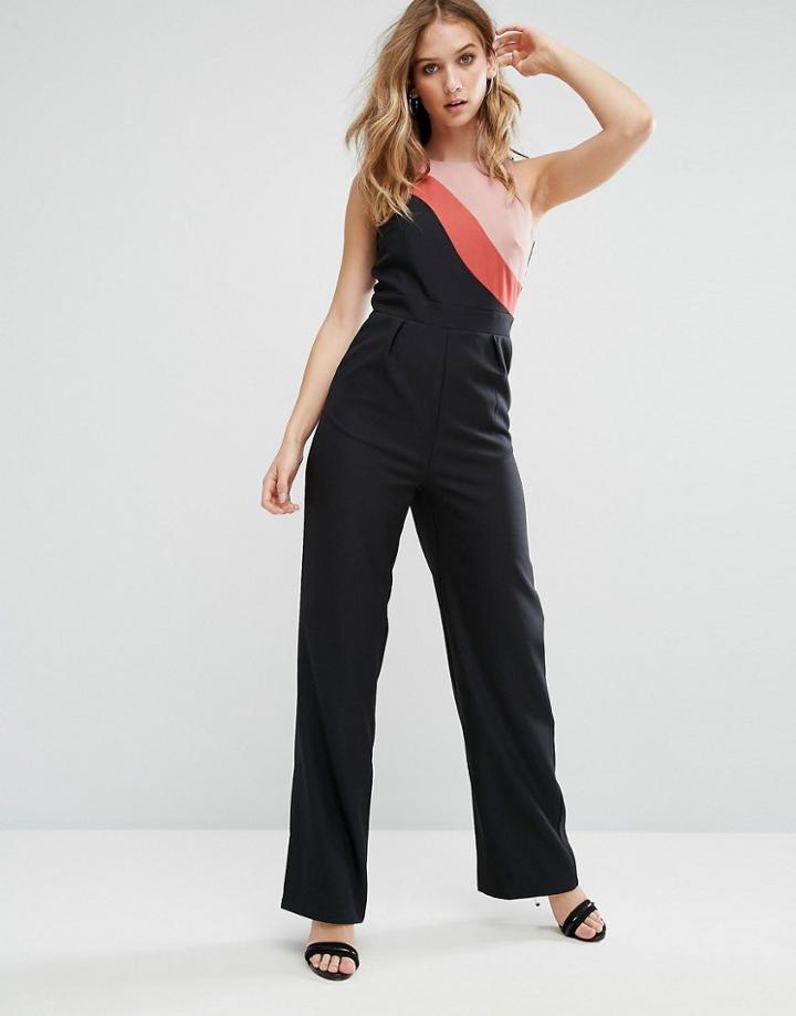 Little Mistress Color Block Jumpsuit - Orange