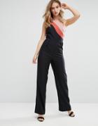Little Mistress Color Block Jumpsuit - Orange