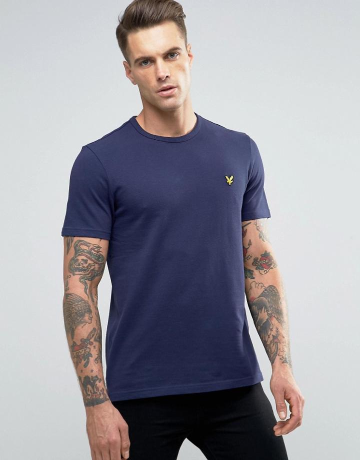 Lyle & Scott Pique T-shirt Eagle Logo In Navy - Navy