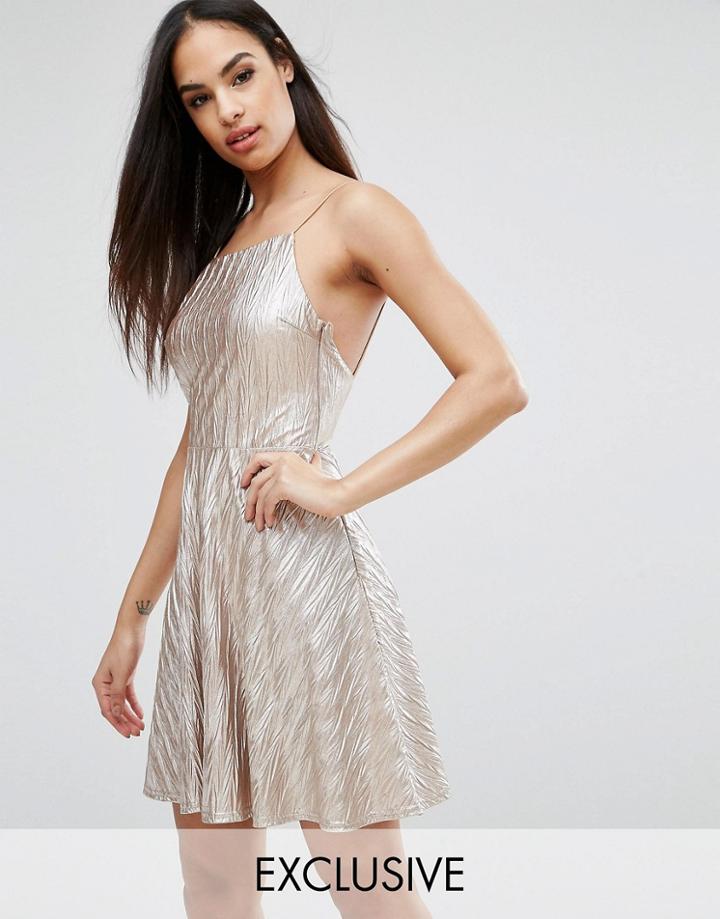 Club L Skater Cami Dress - Gold