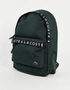 Lacoste Taped Logo Backpack In Khaki-green