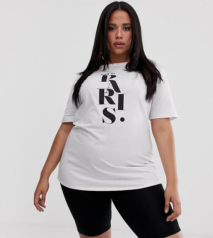 Pink Clove Relaxed T-shirt With Paris Print-white