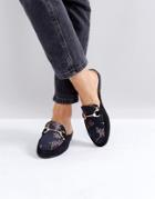 Raid Nancy Black Metallic Embroidered Mule - Black