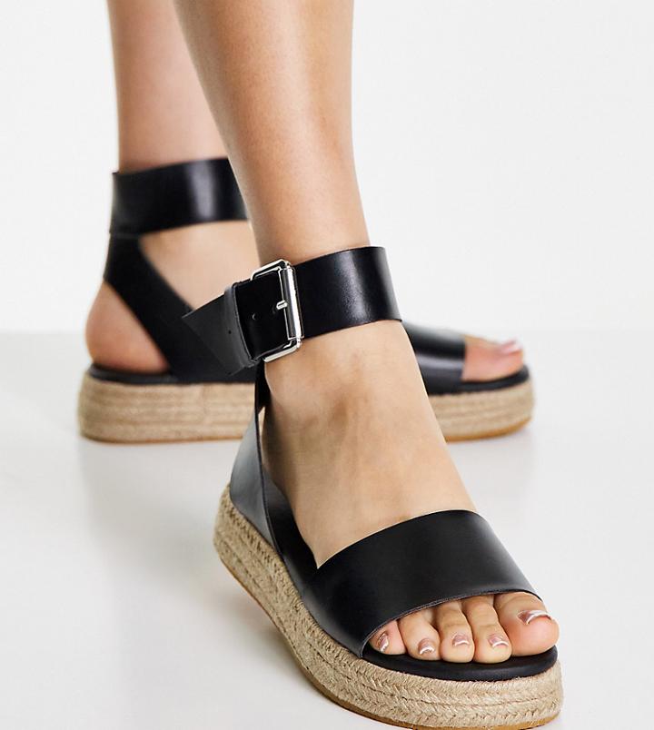 Topshop Wide Fit Paradise Espadrille Sandals In Black