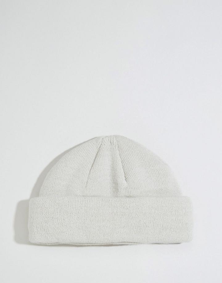 Asos Mini Fisherman Beanie In Gray - Gray