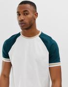 Asos Design Organic Relaxed Raglan T-shirt With Contrast Tipping In Green - Green
