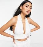 Fashion Union Exclusive Halter Crop Beach Top In White - Part Of A Set