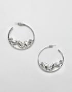 Designb London Crystal Hoop Earrings-silver