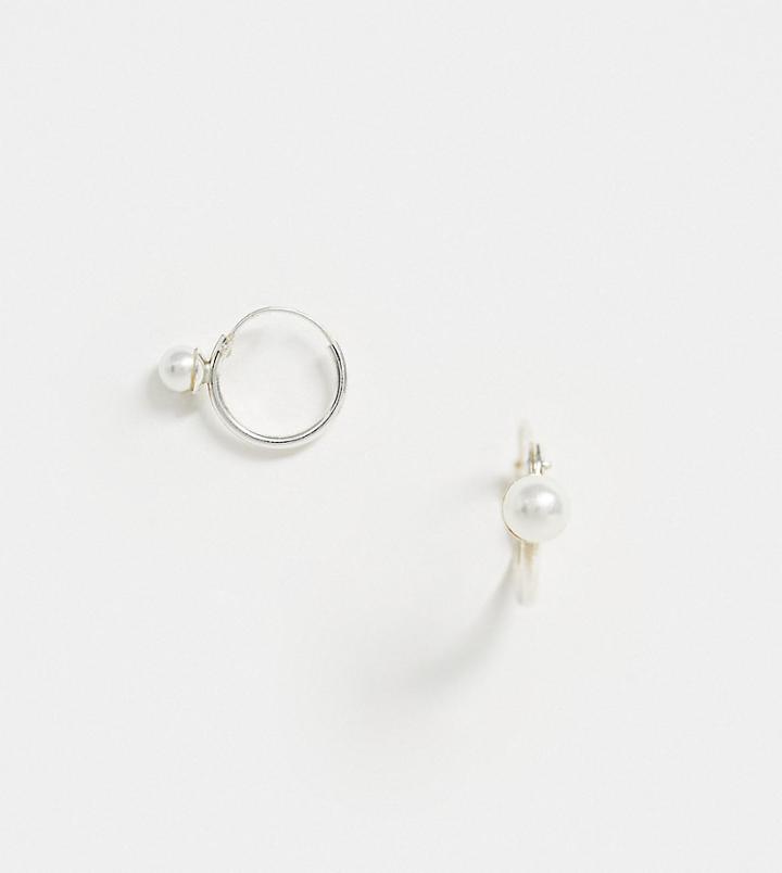 Kingsley Ryan Exclusive Sterling Silver Pearl Hoop Earrings