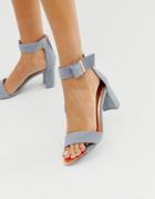 Ted Baker Gray Suede Barely There Block Heeled Sandals - Gray