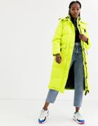 Asos Design Neon Padded Jacket With Tech Trims-green