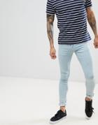 New Look Skinny Fit Jeans In Bleach Blue Wash - Blue