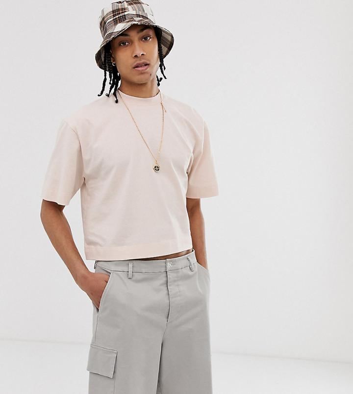 Collusion Cropped T-shirt In Ecru - White