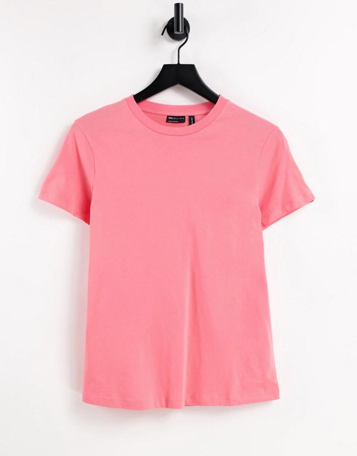 Asos Design Ultimate Organic Cotton T-shirt With Crew Neck In Coral-pink