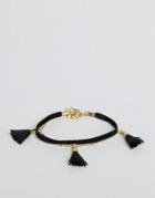 Asos Multirow Cord Tassel Bracelet - Black