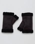 Asos Fingerless Gloves In Black Faux Shearling - Black