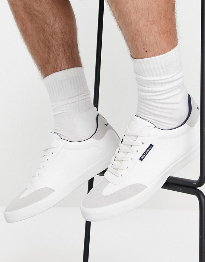 Ben Sherman Lace Up Contrast Sneakers In White And Gray