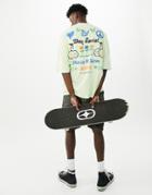 Asos Daysocial Oversized T-shirt With Front And Back Peace And Love Graphic Puff Prints In Light Green