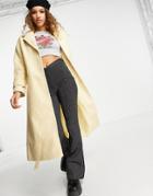 Topshop Boucle Wrap Belted Coat In Lemon-yellow