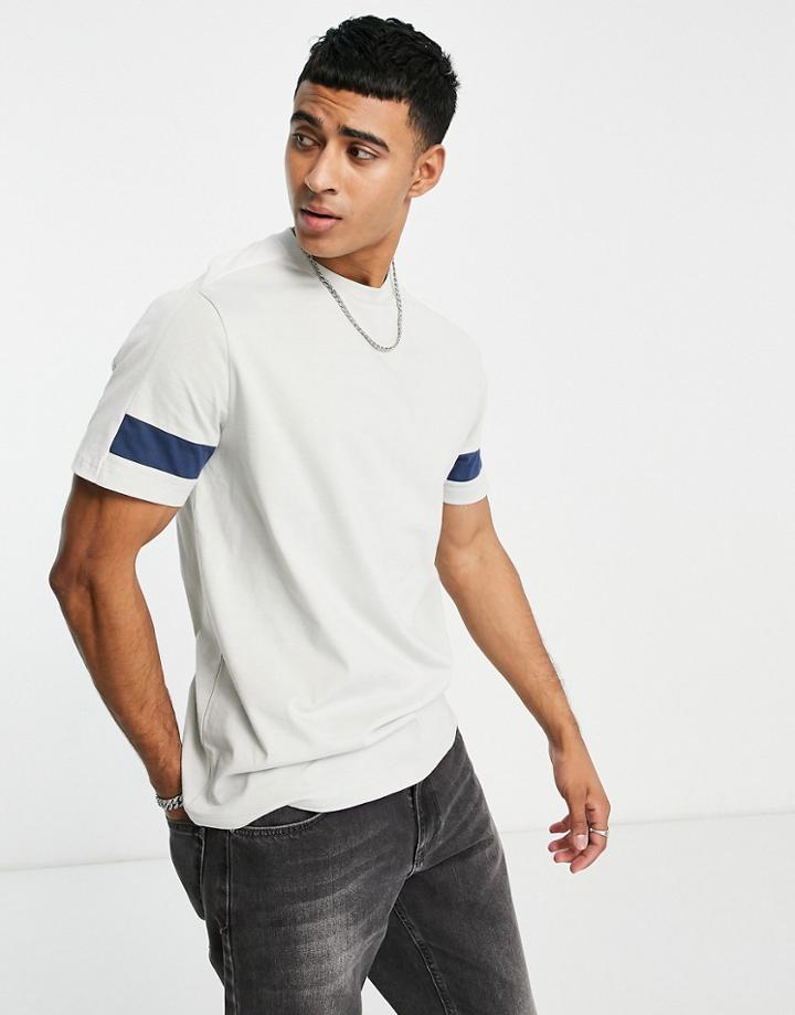 Asos Design T-shirt In Gray Color Block