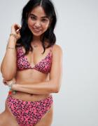 Le Palm 80s Leopard Print High Leg Bikini Bottoms-pink