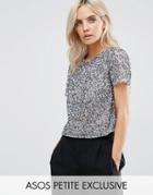 Asos Petite T-shirt With Scattered Embellishment - Silver